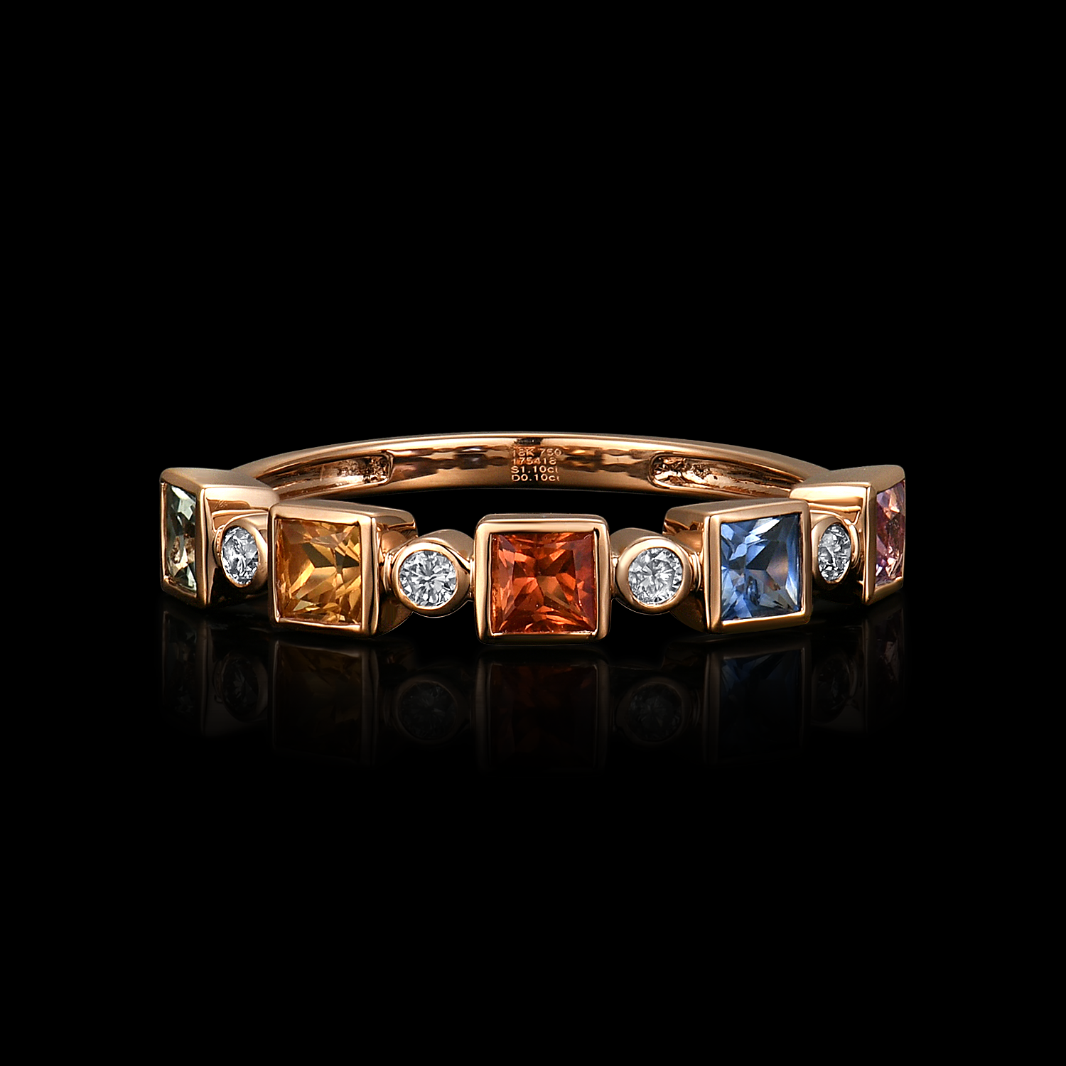 US SHOW STOCK LIST-1167 R27221R-MIX-LG-175412 18KR 1.57G 5PRSA 1.06CT 4RD 0.1CT