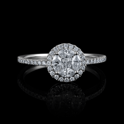 KIR25649W-152033 18KT 2.74G 4PRD 0.09CT 4MD 0.24CT 38RD 0.2CT