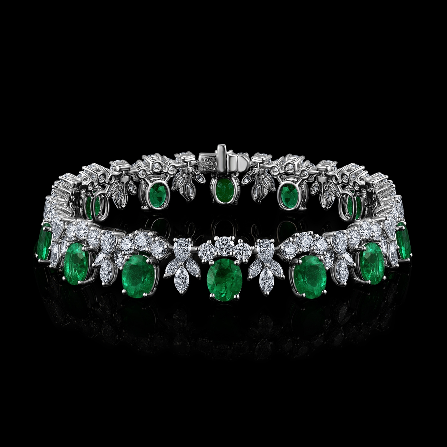 US SHOW STOCK LIST-76 BR21551W-EM-114448 18KT 16.9G 42RD 3.98CT 14PD 1.72CT 42MD 2.48CT 14EM-COL 10.13CT